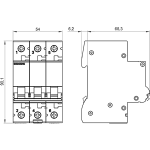 Interruptor Automático Siemens 5SL6301-7MB – 3 Polos, 1A, 6kA - Imagen 2